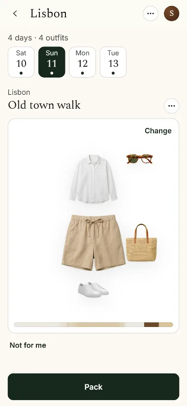 A four-day Lisbon trip in Wellfolded, showing the outfit for the old town walk on Saturday.